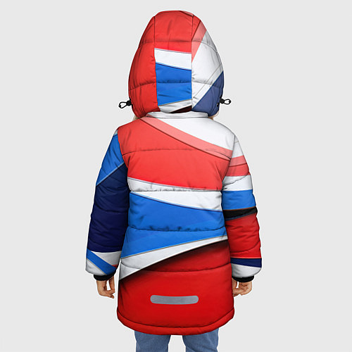 Зимняя куртка для девочки Герб России на абстрактном фоне в цветах России / 3D-Светло-серый – фото 4