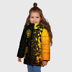 Куртка зимняя для девочки Manchester City - gold gradient по-вертикали, цвет: 3D-черный — фото 2