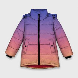 Куртка зимняя для девочки Эффект рассвета градиентом с кристаллизацией, цвет: 3D-красный