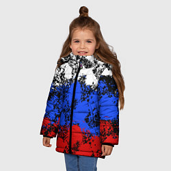 Куртка зимняя для девочки Российский флаг брызги, цвет: 3D-черный — фото 2