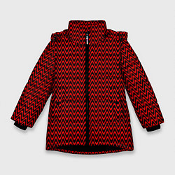 Зимняя куртка для девочки Красно-чёрный волнистые линии