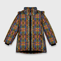 Куртка зимняя для девочки Полоски африканские яркие, цвет: 3D-черный
