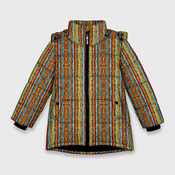 Куртка зимняя для девочки Полосы в африканском стиле, цвет: 3D-черный