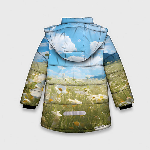 Зимняя куртка для девочки Ромашковое поле / 3D-Красный – фото 2