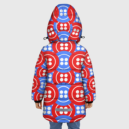 Зимняя куртка для девочки Красные и синие пуговицы / 3D-Светло-серый – фото 4