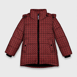 Куртка зимняя для девочки Тёмно-красный текстурированный полосатый, цвет: 3D-черный