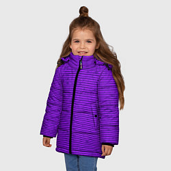 Куртка зимняя для девочки Сочный фиолетовый в полоску, цвет: 3D-черный — фото 2