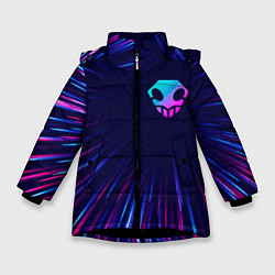 Куртка зимняя для девочки Bleach neon blast lines, цвет: 3D-черный