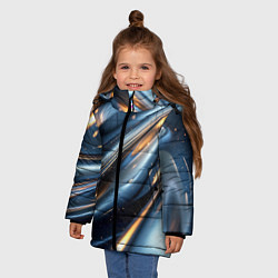 Куртка зимняя для девочки Синяя обтекаемая текстура, цвет: 3D-светло-серый — фото 2
