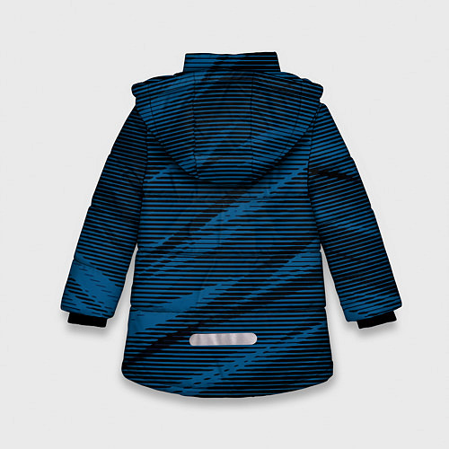 Зимняя куртка для девочки Полосатый чёрно-синий / 3D-Светло-серый – фото 2