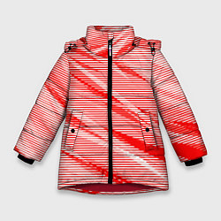 Зимняя куртка для девочки Полосатый красно-белый