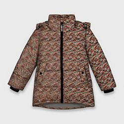 Куртка зимняя для девочки Паттерн японских гор, цвет: 3D-светло-серый