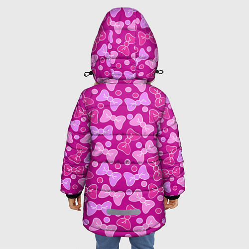 Зимняя куртка для девочки Розовые бантики / 3D-Светло-серый – фото 4