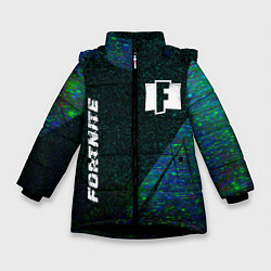 Куртка зимняя для девочки Fortnite glitch blue, цвет: 3D-черный