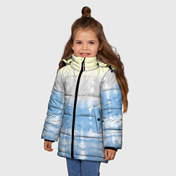 Куртка зимняя для девочки Color stripes: tie-dye, цвет: 3D-светло-серый — фото 2