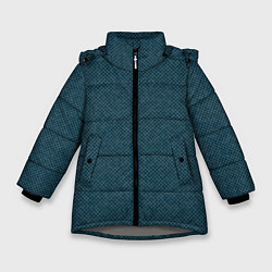 Куртка зимняя для девочки Текстурированный тёмный сине-зелёный, цвет: 3D-светло-серый