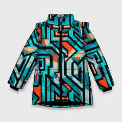 Куртка зимняя для девочки Граффити цвета гранж, цвет: 3D-черный