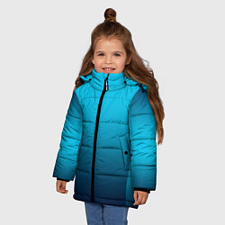 Куртка зимняя для девочки Яркий голубой с синим градиент комбинированный кро, цвет: 3D-светло-серый — фото 2
