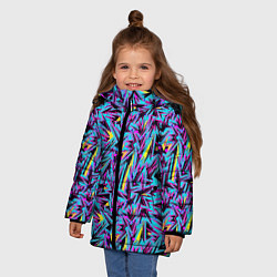 Куртка зимняя для девочки Абстрактный узор с геометрической концепцией, цвет: 3D-черный — фото 2