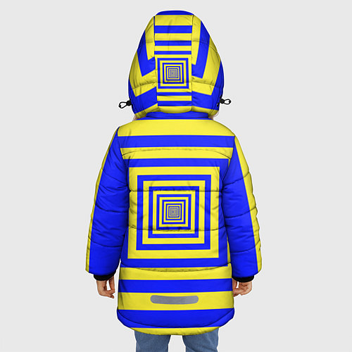 Зимняя куртка для девочки Квадраты уходящие в даль / 3D-Светло-серый – фото 4