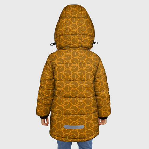 Зимняя куртка для девочки Паттерн из кругов контурных / 3D-Светло-серый – фото 4