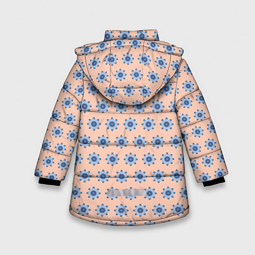 Зимняя куртка для девочки Бежевый паттерн шестеренки / 3D-Красный – фото 2