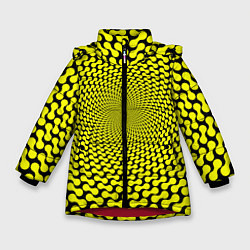 Куртка зимняя для девочки Ядовитая геометрическая иллюзия, цвет: 3D-красный