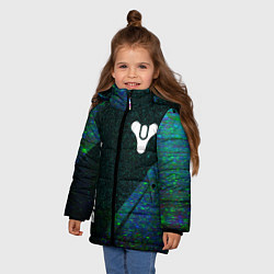 Куртка зимняя для девочки Destiny glitch blue, цвет: 3D-черный — фото 2