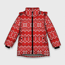 Зимняя куртка для девочки Цветной вязаный орнамент