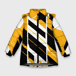 Зимняя куртка для девочки Black and yellow stripes on a white background