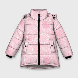 Куртка зимняя для девочки Розовый цветочный паттерн, цвет: 3D-светло-серый