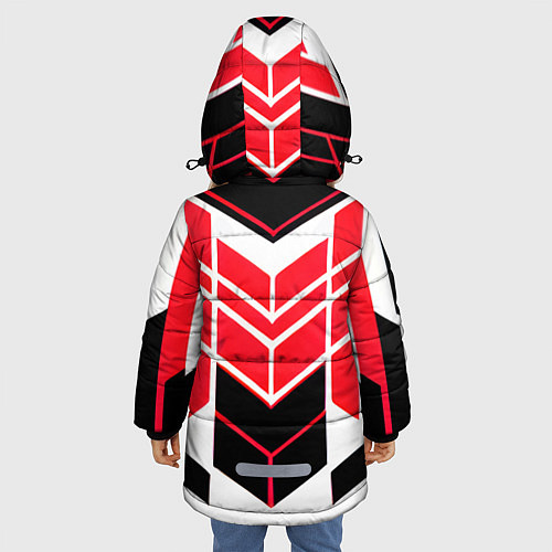 Зимняя куртка для девочки Red and white lines on a black background / 3D-Светло-серый – фото 4