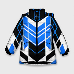 Зимняя куртка для девочки Blue and black stripes on a white background