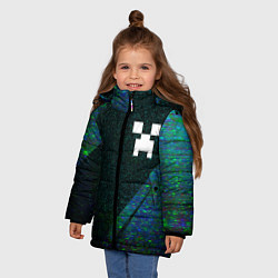 Куртка зимняя для девочки Minecraft glitch blue, цвет: 3D-черный — фото 2