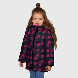 Куртка зимняя для девочки Динамические косые линии, цвет: 3D-черный — фото 2