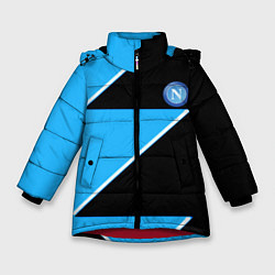 Куртка зимняя для девочки Napoli fc geometry blue, цвет: 3D-красный