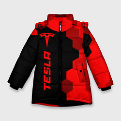 Куртка зимняя для девочки Tesla - red gradient по-вертикали, цвет: 3D-черный