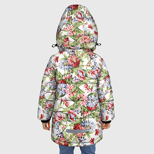 Зимняя куртка для девочки Цветы / 3D-Светло-серый – фото 4