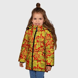 Куртка зимняя для девочки Хохлома, цвет: 3D-светло-серый — фото 2