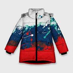 Куртка зимняя для девочки Триколор РФ, цвет: 3D-черный