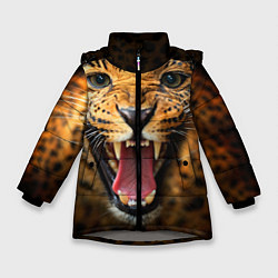 Куртка зимняя для девочки Рык леопарда, цвет: 3D-светло-серый