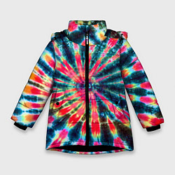 Куртка зимняя для девочки Tie dye, цвет: 3D-черный