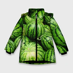 Куртка зимняя для девочки Арбузы, цвет: 3D-черный