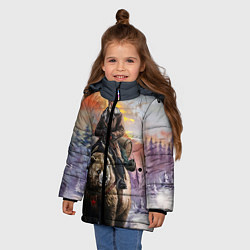 Куртка зимняя для девочки Красноармеец на медведе, цвет: 3D-черный — фото 2