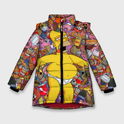 Куртка зимняя для девочки Рай Гомера, цвет: 3D-красный