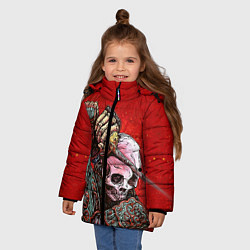 Куртка зимняя для девочки Скелет, цвет: 3D-черный — фото 2