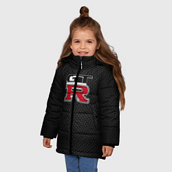 Куртка зимняя для девочки Nissan GTR, цвет: 3D-черный — фото 2