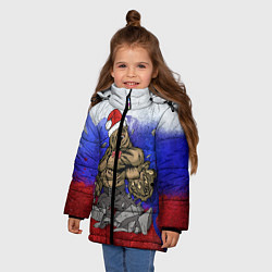 Куртка зимняя для девочки Новогодний медведь РФ, цвет: 3D-светло-серый — фото 2