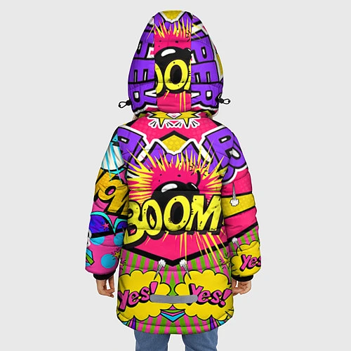 Зимняя куртка для девочки Pop art / 3D-Светло-серый – фото 4
