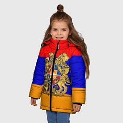Куртка зимняя для девочки Герб и флаг Армении, цвет: 3D-светло-серый — фото 2